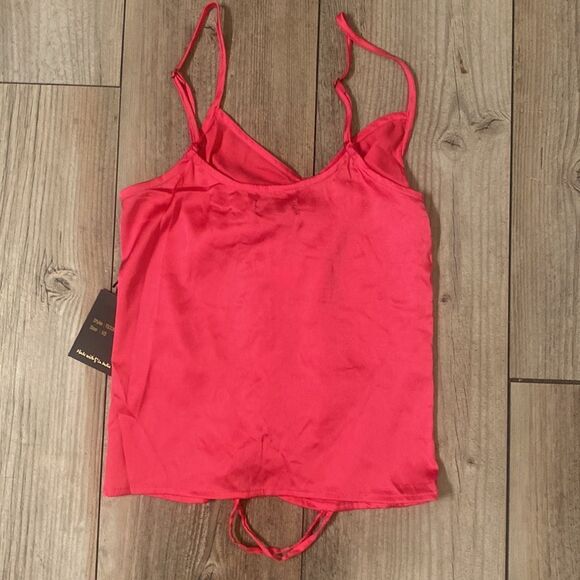 Japna Hot Pink Y2K Satin Feel Ruched Front Slip Cami XS - Picture 5 of 5